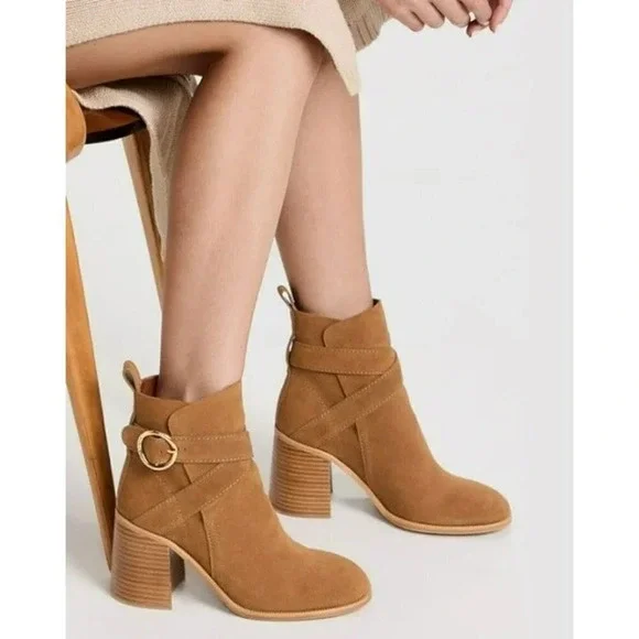 See By Chloe Women's Lyna Ankle Boot Tan Suede Size 40 EU / 10 US (MSRP $525)